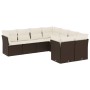 Set Divani da Giardino 8 pz con Cuscini Marrone in Polyrattan