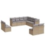 Set Divani da Giardino 11 pz con Cuscini Beige in Polyrattan