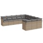 Set Divani da Giardino 11 pz con Cuscini Beige in Polyrattan