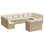 Set Divani da Giardino 12 pz con Cuscini Beige in Polyrattan