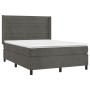 Letto a Molle con Materasso e LED Grigio Scuro 140x190 cm