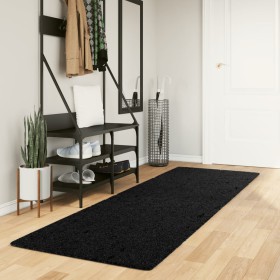 Tappeto Shaggy PAMPLONA a Pelo Lungo Moderno Nero 80x250 cm