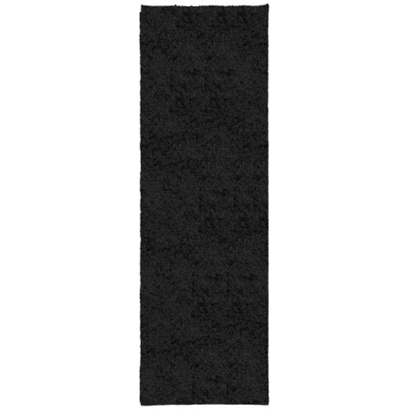 Tappeto Shaggy PAMPLONA a Pelo Lungo Moderno Nero 80x250 cm