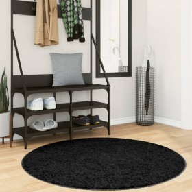 Tappeto Shaggy PAMPLONA a Pelo Lungo Moderno Nero Ø 120 cm