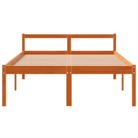 Letto per Anziani Marrone Cera 140x200cm Legno Massello di Pino