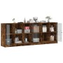 Libreria con Ante Rovere Fumo 204x37x75 cm in Legno Multistrato