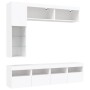 Set Mobili TV a Muro 7 pz con Luci LED Bianco