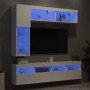 Set Mobili TV a Muro 7 pz con Luci LED Bianco