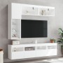 Set Mobili TV a Muro 7 pz con Luci LED Bianco