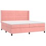 Letto a Molle con Materasso e LED Rosa 200x200 cm in Velluto