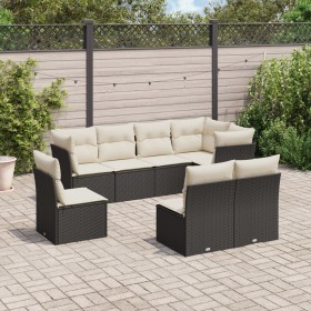 Set Divani da Giardino con Cuscini 8 pz Nero in Polyrattan