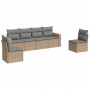 Set Divano da Giardino 6 pz con Cuscini Beige in Polyrattan