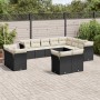 Set Divani da Giardino 12 pz con Cuscini Nero in Polyrattan