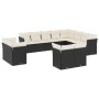 Set Divani da Giardino 12 pz con Cuscini Nero in Polyrattan