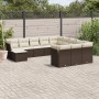 Set Divani da Giardino 12 pz con Cuscini Marrone in Polyrattan