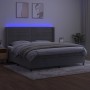 Letto a Molle Materasso e LED Grigio Chiaro 200x200 cm Velluto