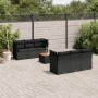 Set Divani da Giardino con Cuscini 7pz Nero Polyrattan