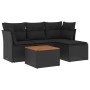 Set Divani da Giardino 5 pz con Cuscini in Polyrattan Nero