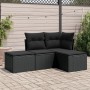 Set Divani da Giardino 4 pz con Cuscini Nero in Polyrattan