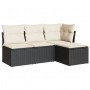 Set Divani da Giardino 4 pz con Cuscini Nero in Polyrattan