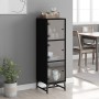 Credenza con Ante in Vetro Nera 35x37x120 cm