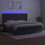 Letto a Molle con Materasso e LED Grigio Scuro 200x200 cm