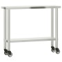 Tavolo da Lavoro Cucina con Ruote 110x30x85 cm in Acciaio Inox