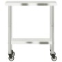 Tavolo da Lavoro Cucina con Ruote 82,5x55x85 cm in Acciaio Inox