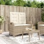 Panca Reclinabile da Giardino con Cuscini Beige in Polyrattan