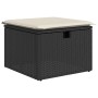 Sgabello Giardino con Cuscino Nero 55x55x37 cm in Polyrattan