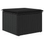 Sgabello Giardino con Cuscino Nero 55x55x37 cm in Polyrattan