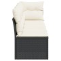 Divano da Giardino con Cuscini a 4 Posti Nero in Polyrattan