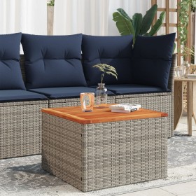 Tavolo da Giardino Grigio 55x55x37 cm Polyrattan e Legno Acacia