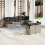 Set Divano da Giardino 9 pz con Cuscini Grigio in Polyrattan