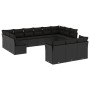 Set Divani da Giardino 13pz con Cuscini Nero in Polyrattan