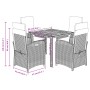 Set da Pranzo da Giardino 5 pz con Cuscini in Polyrattan Grigio