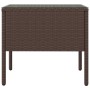 Tavolino Marrone 53x37x48 cm Polyrattan e Vetro Temperato