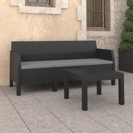 Set Divani da Giardino 2 pz con Cuscini in Rattan PP Antracite