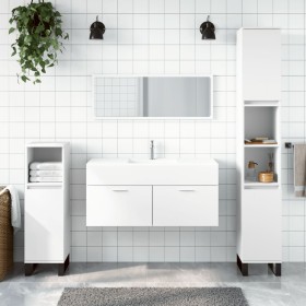 Mobile da Bagno con Specchio Bianco in Legno Multistrato