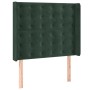 Letto a Molle con Materasso e LED Verde Scuro 100x200cm Velluto