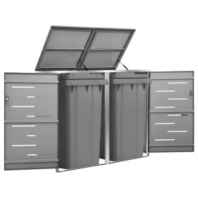 Copri Bidoni Pattumiera Doppia 138x77,5x112,5 cm Acciaio Inox