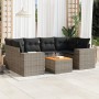 Set Divani da Giardino 7 pz con Cuscini Grigio in Polyrattan