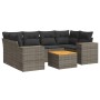 Set Divani da Giardino 7 pz con Cuscini Grigio in Polyrattan