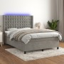 Letto a Molle Materasso e LED Grigio Chiaro 140x190 cm Velluto