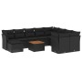 Set Divani da Giardino 11 pz con Cuscini in Polyrattan Nero