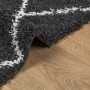 Tappeto Shaggy PAMPLONA a Pelo Lungo Nero e Crema 240x340 cm