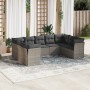 Set Divano da Giardino 9 pz con Cuscini Grigio in Polyrattan