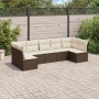 Set Divani da Giardino 7 pz con Cuscini Marrone in Polyrattan