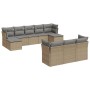 Set Divano da Giardino 10 pz con Cuscini Beige in Polyrattan