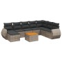 Set Divano da Giardino 9 pz con Cuscini Grigio in Polyrattan